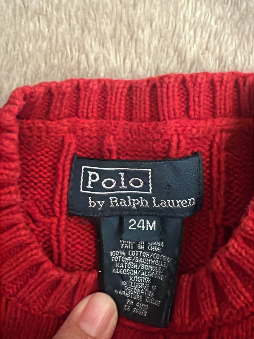 Polo by Ralph Lauren Red Cable Knit Toddler Sweater
